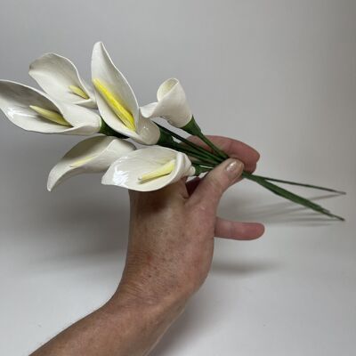 6 Handmade Ceramic Calla Lily Flowers on Stems