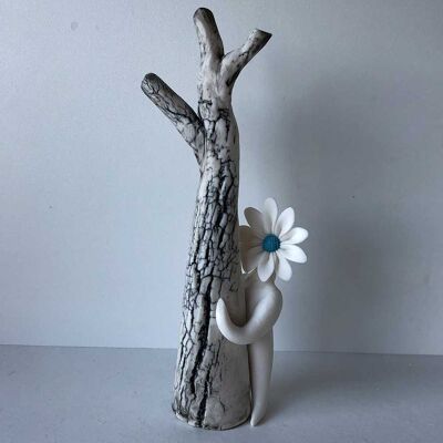 Turquoise Daisy Lady by Tree – Jewellery Stand
