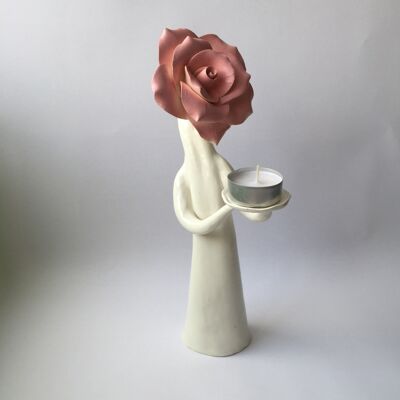 Standing Rose Lady holding candle