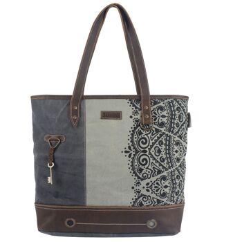 Sunsa sac à main pour femme shopper sac à bandoulière gris grand, motif mandala 1