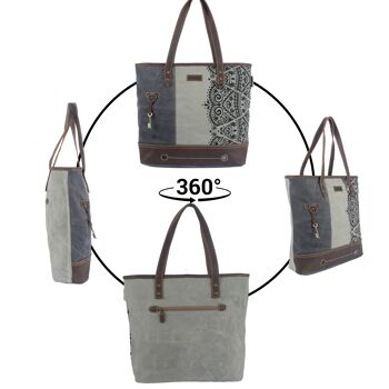 Sunsa sac à main pour femme shopper sac à bandoulière gris grand, motif mandala 5