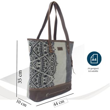Sunsa sac à main pour femme shopper sac à bandoulière gris grand, motif mandala 3