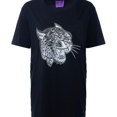 Crazy Leopard camiseta plateada-negra