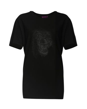 T-shirt noir léopard fou 1