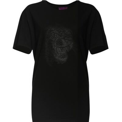 T-shirt noir léopard fou