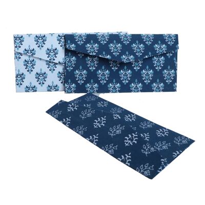 Indigo, blue and white pattern envelopes, provence pattern