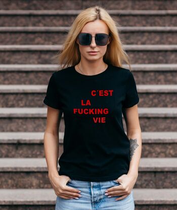 T-shirt unisexe noir C'est la vie 1