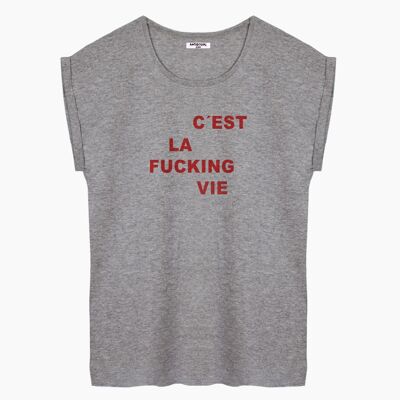 T-SHIRT FEMME GRIS C’EST LA VIE