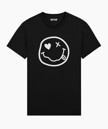 T-SHIRT SMILEY NOIR UNISEXE 1