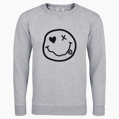 GRAUES UNISEX-SWEATSHIRT MIT SMILEY