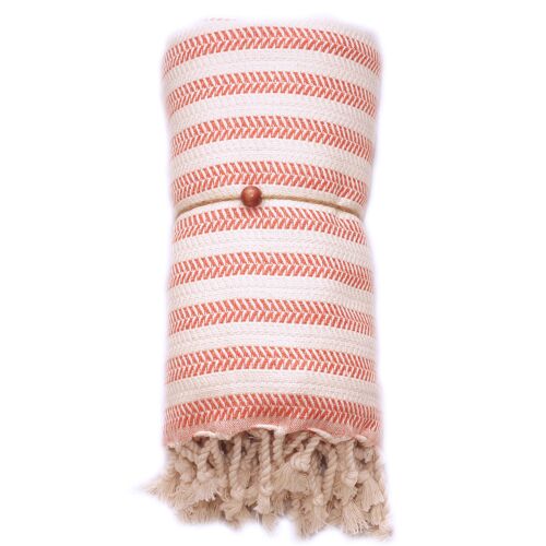 Duocolor Herringbone Towel - Coral