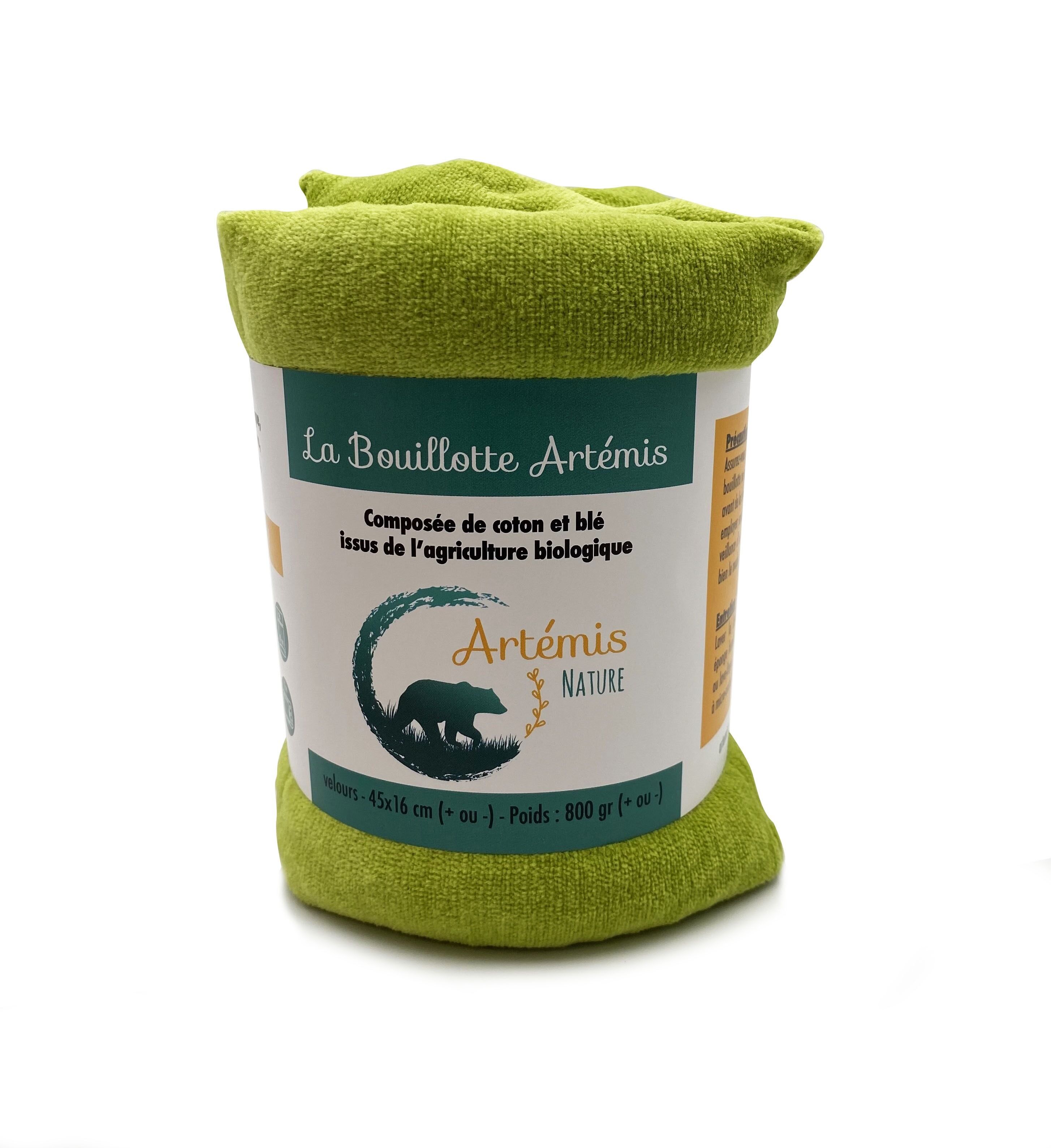 Organic dry hot water bottle - Moss green