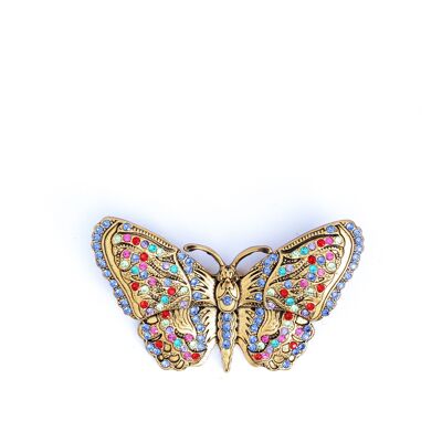 Farfalla colorata in cristallo oro