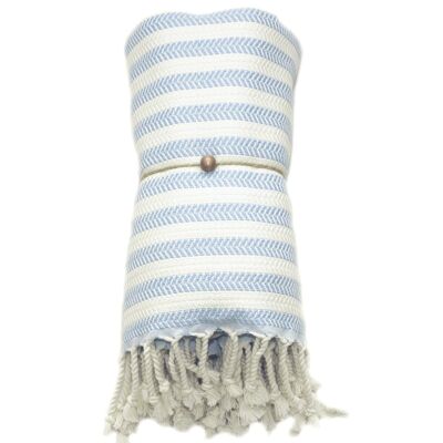 Duocolor Herringbone Towel -  Light Blue