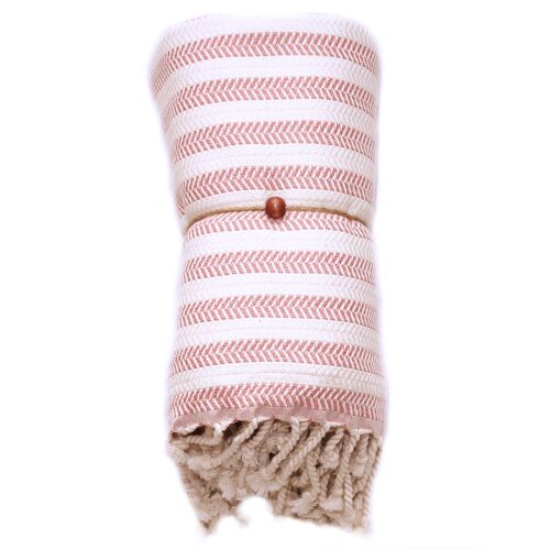 Duocolor Herringbone  Towel - Salmon Pink