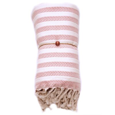 Duocolor Herringbone  Towel - Salmon Pink