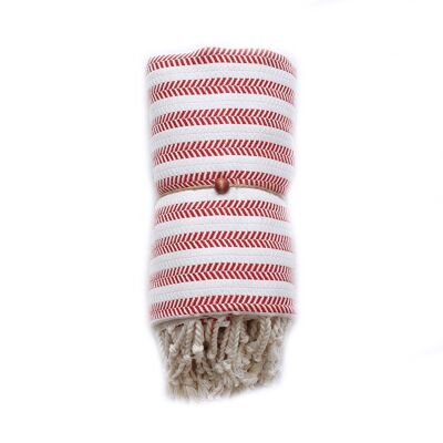 Duocolor Herringbone Towel - Red
