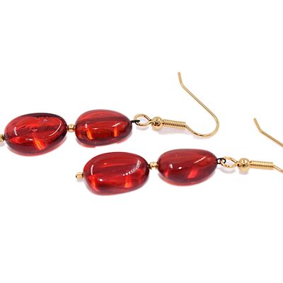Red ruby ​​amber earrings