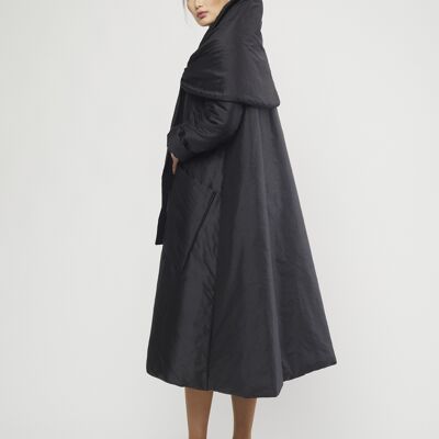 BLACK SILK PADDED COAT