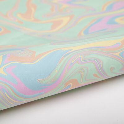 Hand Marbled Gift Wrap Sheet - Free Spirit Pastel Punch