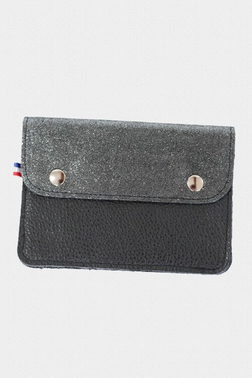 Pochette à soufflets noire et pailletée