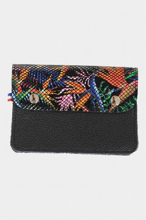 Pochette à soufflets noire et tropical