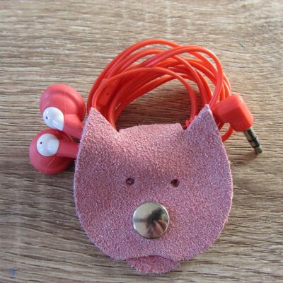 Attache-écouteurs chat rose
