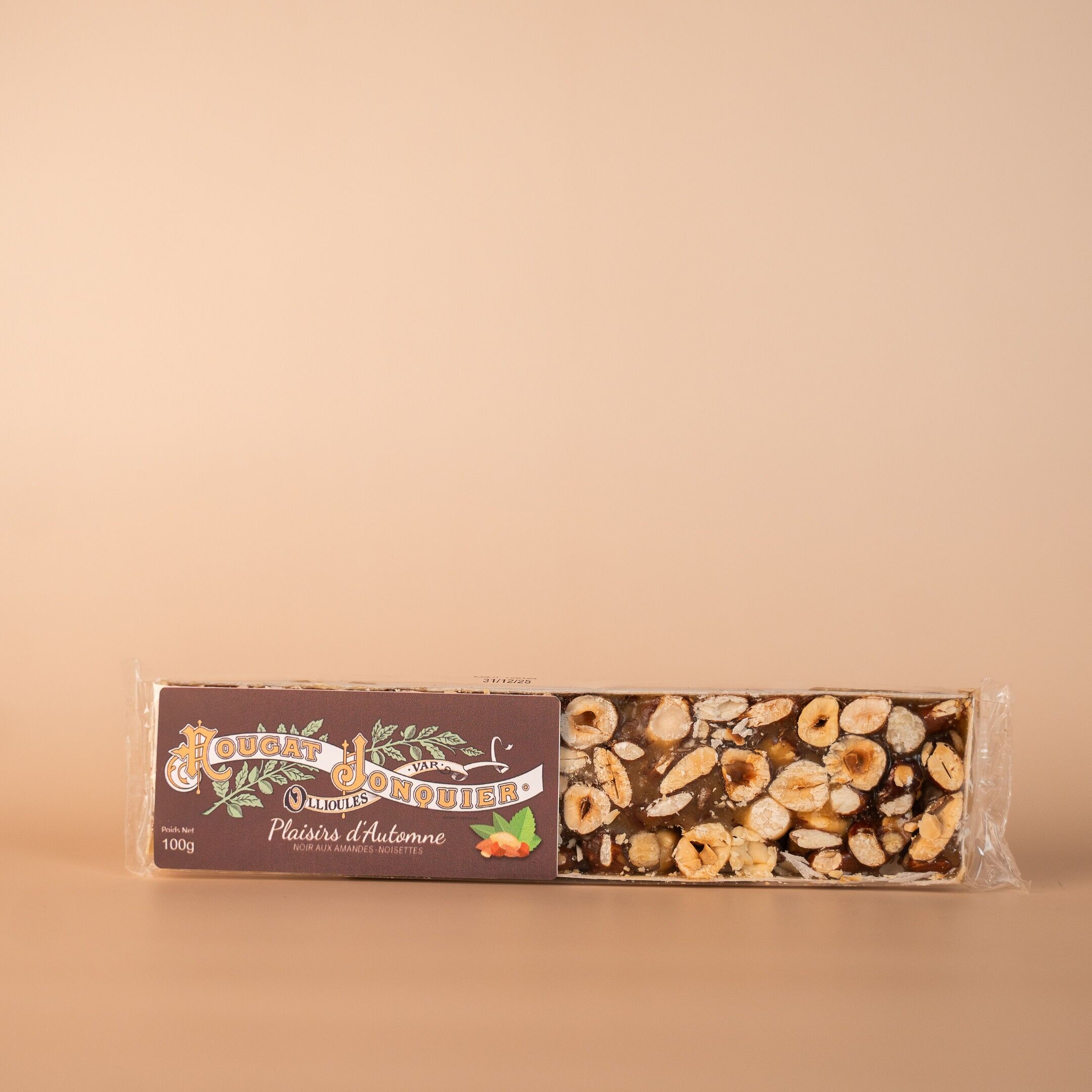 Turrón blando oscuro con almendras y avellanas - 100g - Artesanal