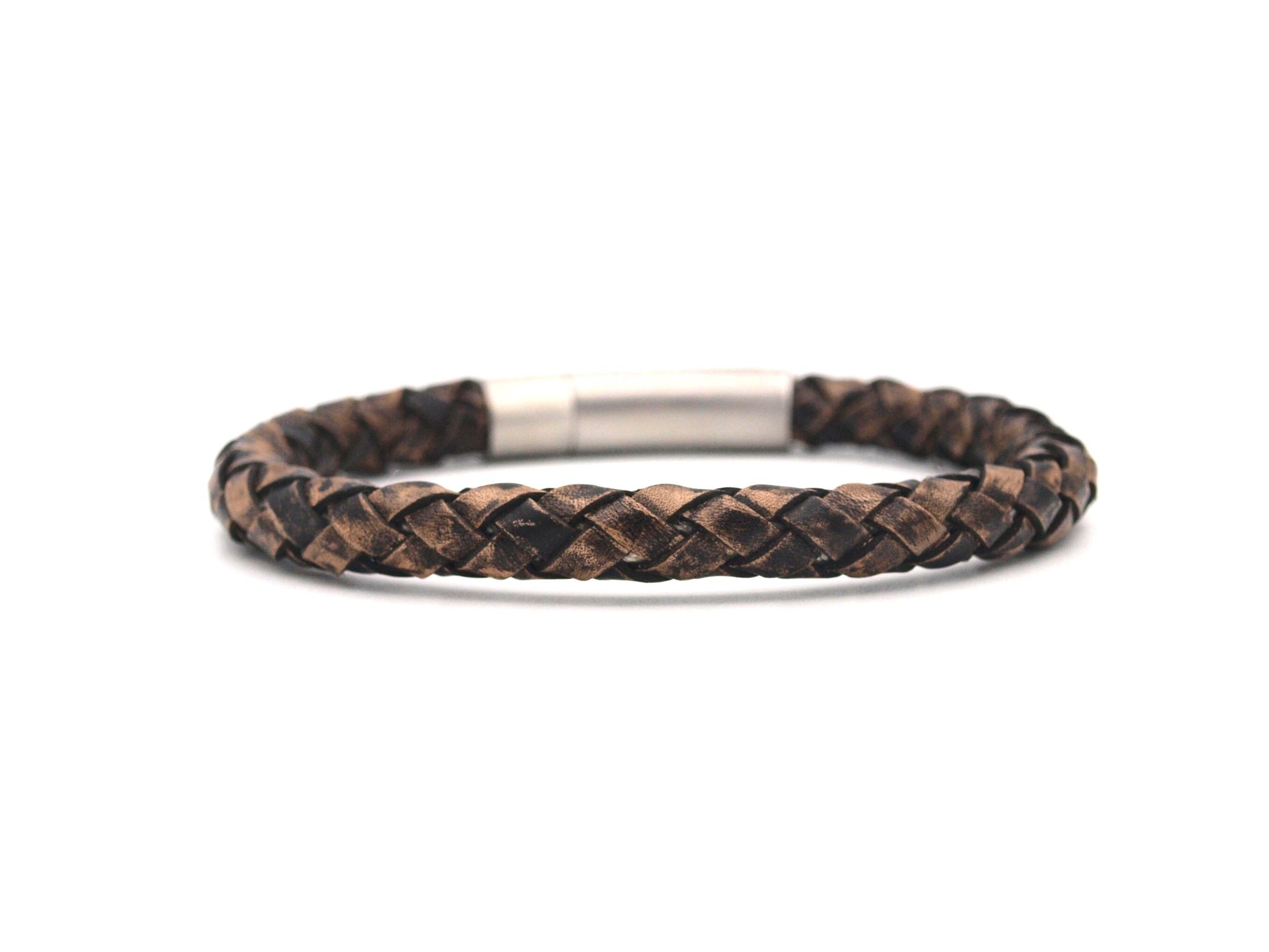 Bracciale kepang marrone scuro