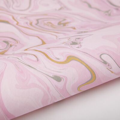 Hand Marbled Gift Wrap Sheet - Free Spirit Rosewater