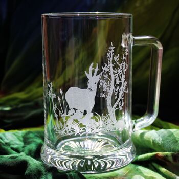 Verre à bière avec motif de chasse | Chope à bière avec gravure | cerf | amoureux de la nature | avec poignée 1