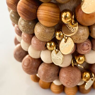 Assorted wood bracelets, sold by 8