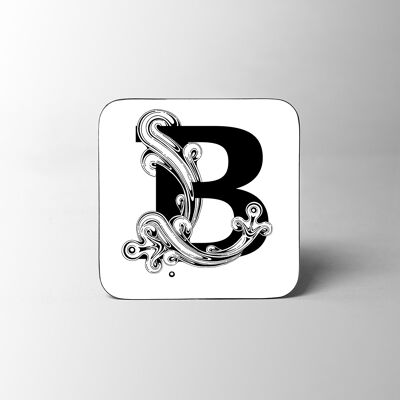 White Letter B Alphabet Coaster
