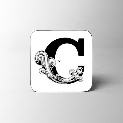 White Letter C Alphabet Coaster