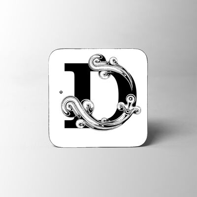 White Letter D Alphabet Coaster