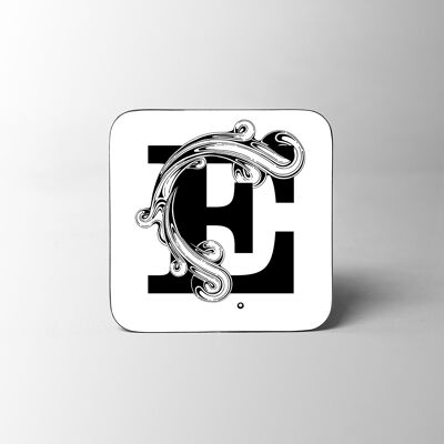 White Letter E Alphabet Coaster