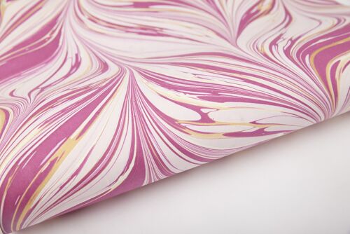 Hand Marbled Gift Wrap Sheet - Fountain Waves Raspberry Ripple