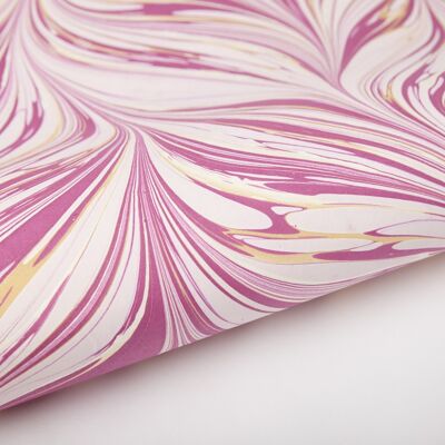 Hand Marbled Gift Wrap Sheet - Fountain Waves Raspberry Ripple