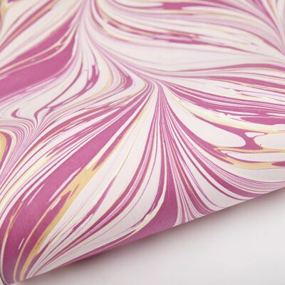 Hand Marbled Gift Wrap Sheet - Fountain Waves Raspberry Ripple