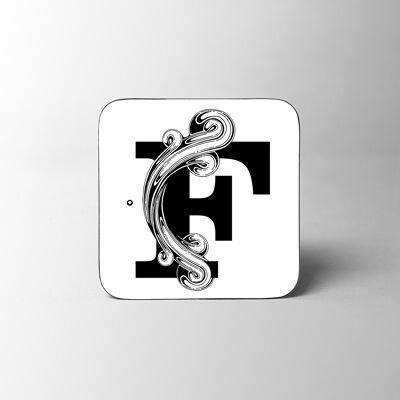 White Letter F Alphabet Coaster