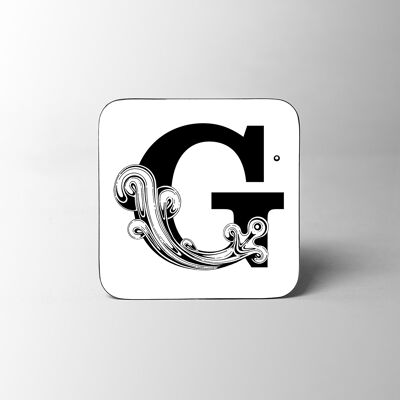 White Letter G Alphabet Coaster