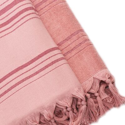 Double Sided Towel - Salmon Pink