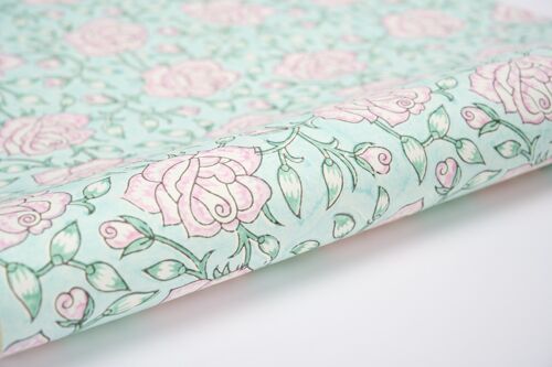 Hand Block Printed Gift Wrap Sheet - Jaipur Rose Blush