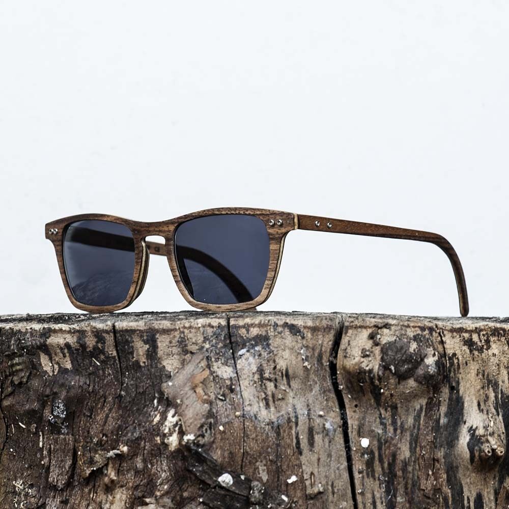 Wooden Sunglasses - Mens & Women's Ebony Wood, Classic Hybrid Wanderer Style