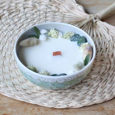 Dried flowers, Vegetable candle, Eucalyptus and flax flower