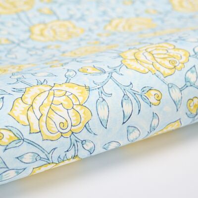 Hand Block Printed Gift Wrap Sheet - Jaipur Rose Mimosa