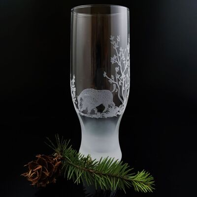 Beer glass with engraving | Hunting motif WILD BOAR | engraved glasses | foot engraving