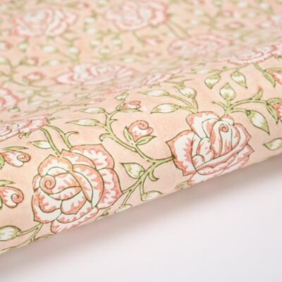 Hand Block Printed Gift Wrap Sheet - Jaipur Rose Papaya