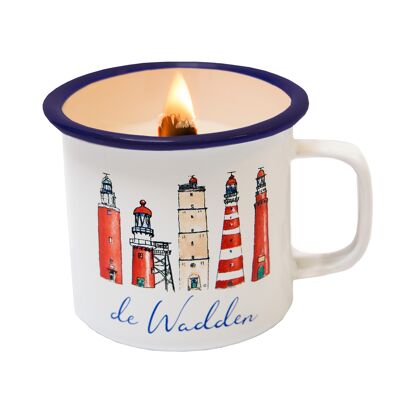 Wadden lighthouses candle in a cup