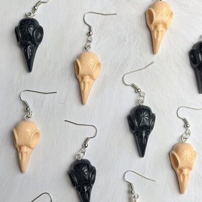 Bird Skull Earrings - White